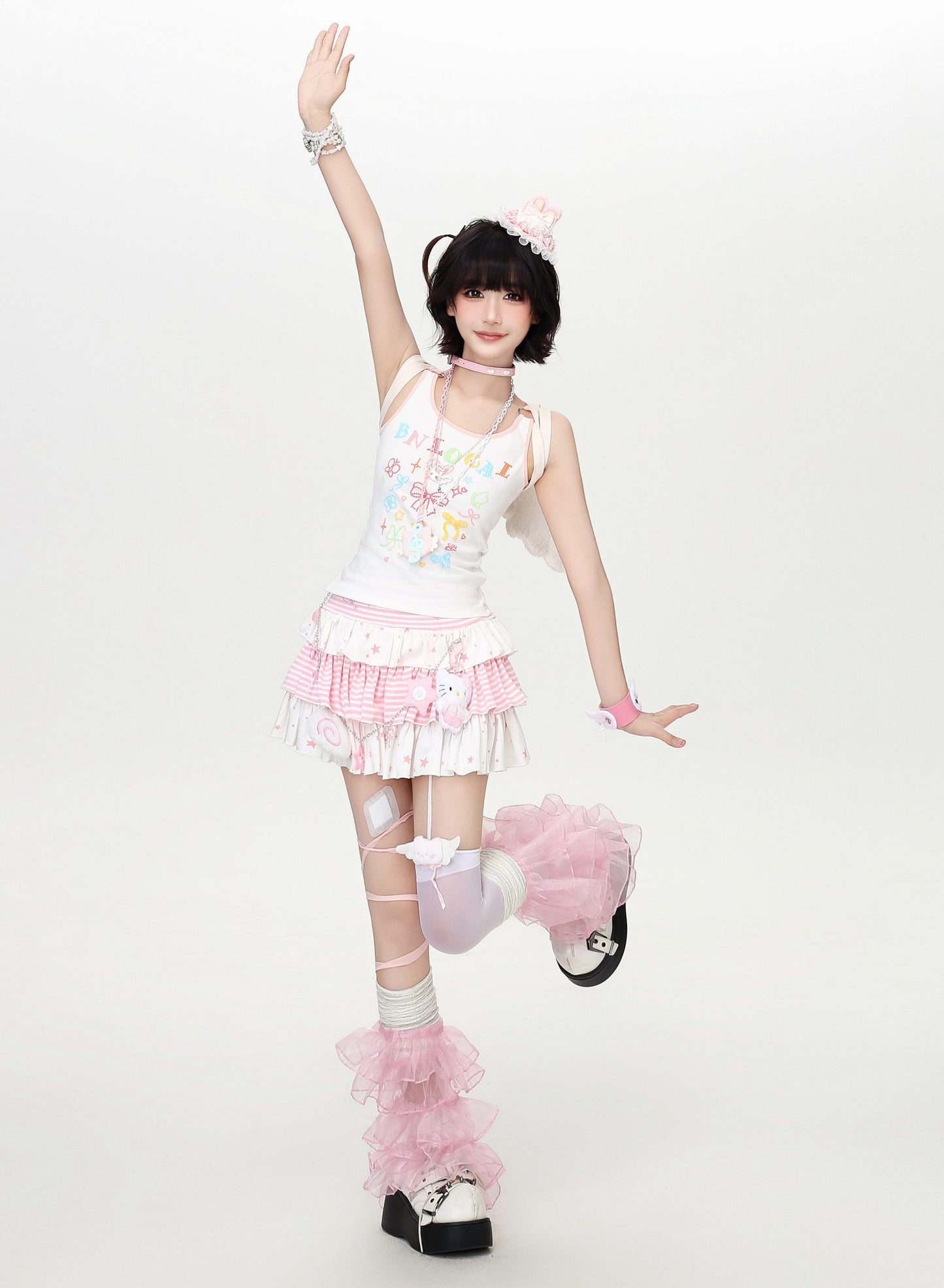 星柄ストライプミニスカート