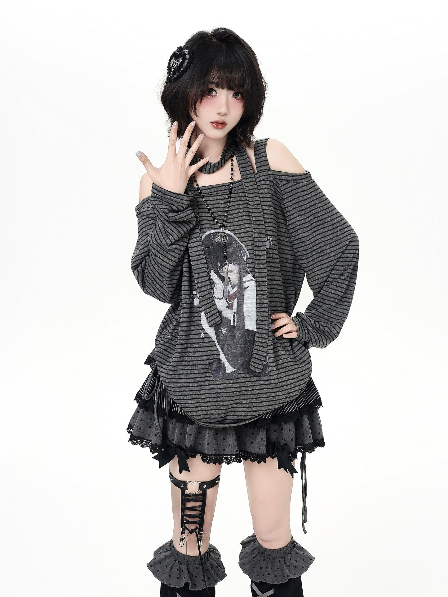 ストライプゆるロンT