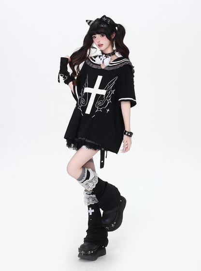 セーラーカラートップス｜地雷ガーリー・袖取り外し