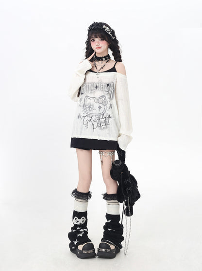 ゴシックkitty×ダメージ レイヤードロンT