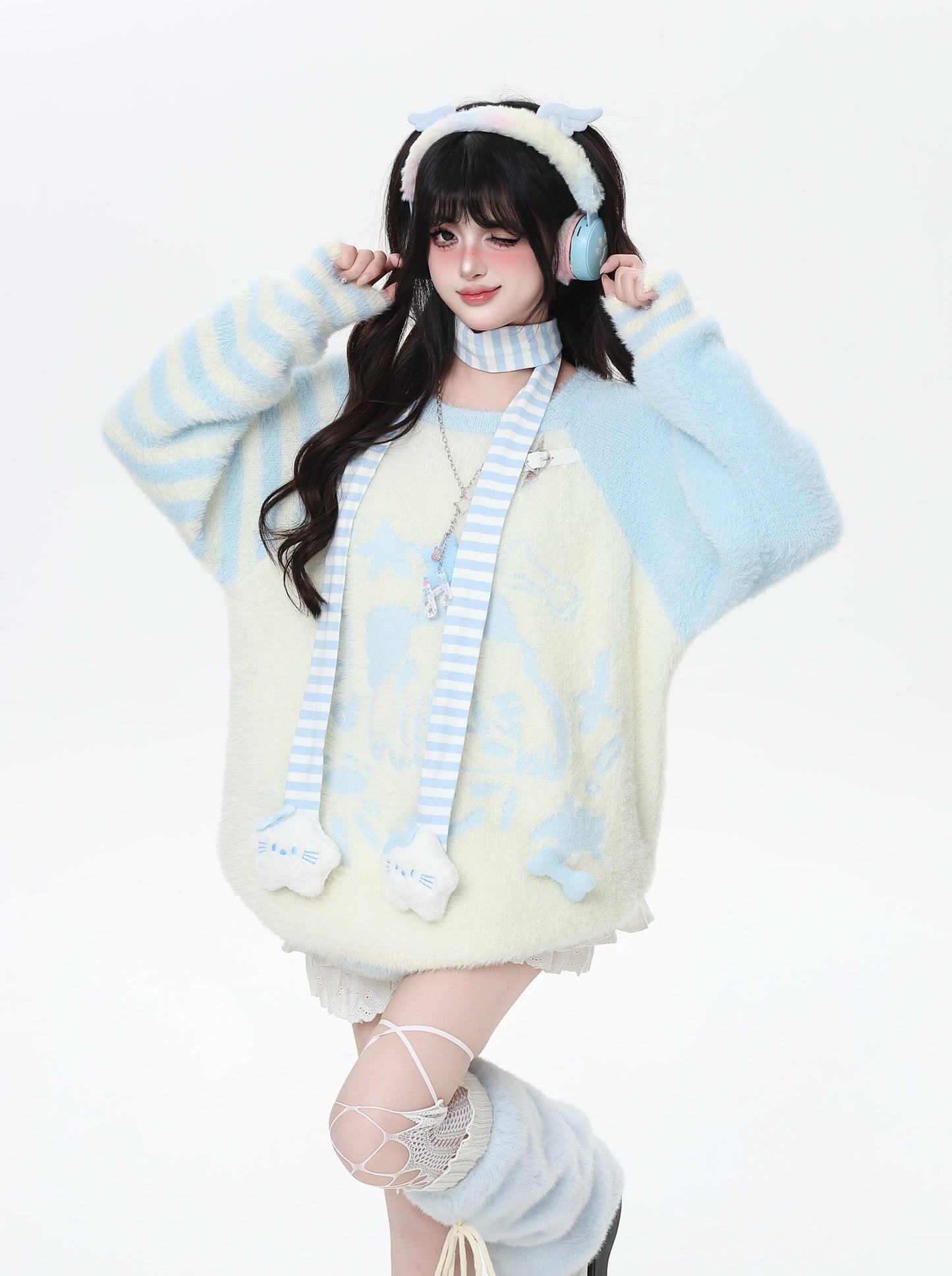 ふんわりストライプニット