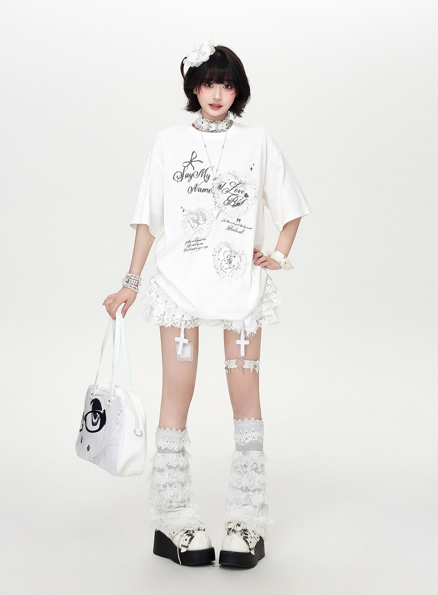 ハートレース薄手ゆるTシャツ