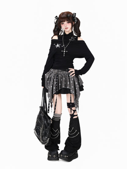 ハイネックレイヤード風フィットロンT