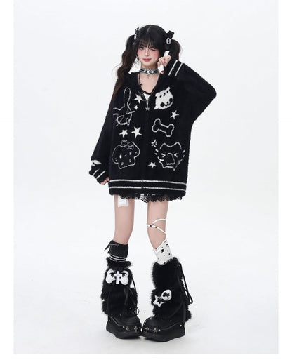 ゆるアニマルパーカー風カーデ／秋冬ゆる地雷コーデ