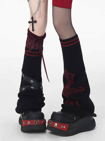 十字架×条纹デザイン感ニーハイソックス