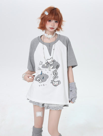 配色切替ゆるかわTシャツ