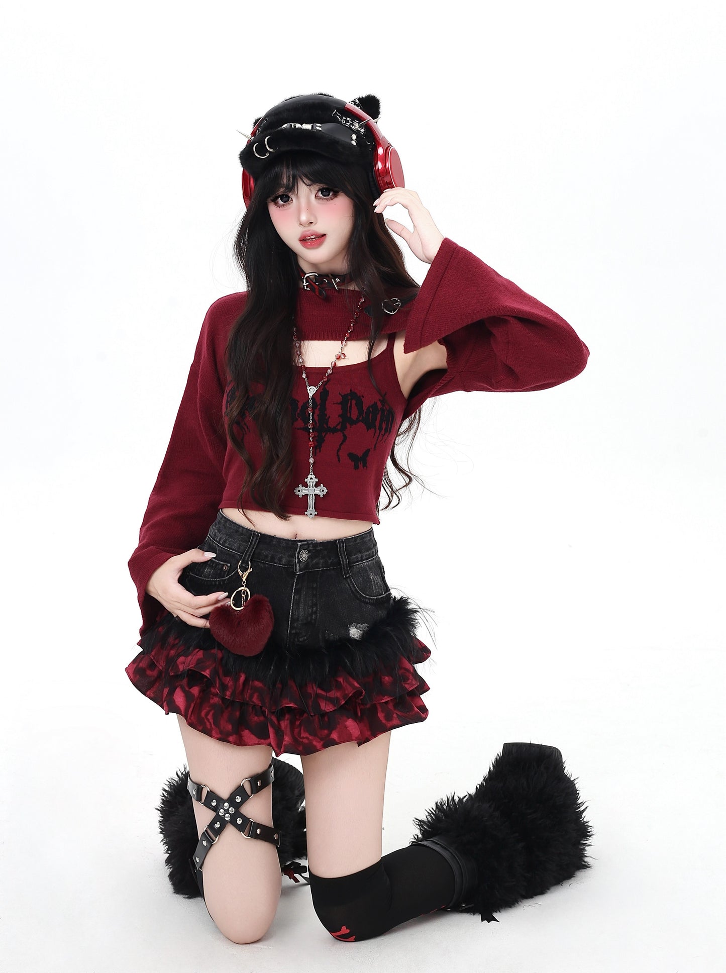 レイヤード風ニット2点セット（参戦服）