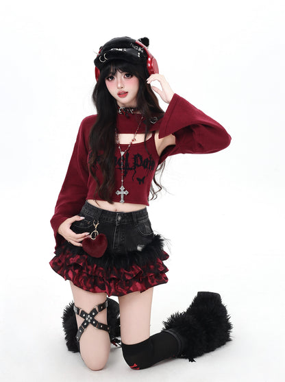 レイヤード風ニット2点セット（参戦服）