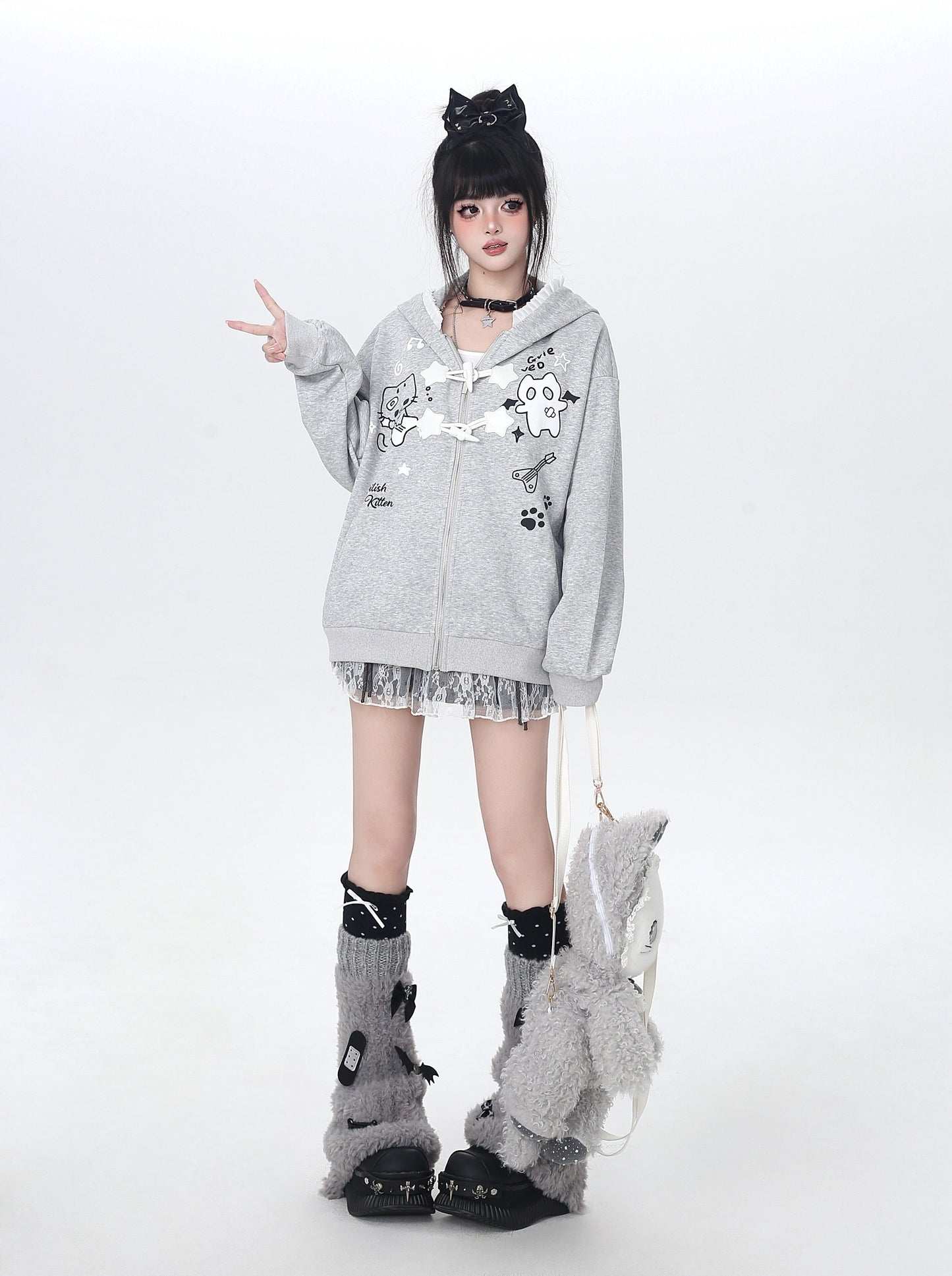 ネコフードダッフルパーカー