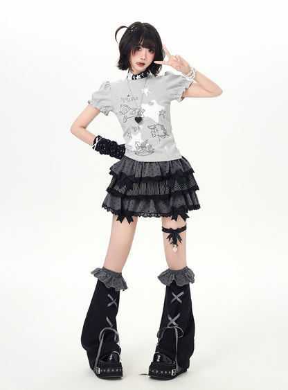 星×木馬パフスリーブトップス