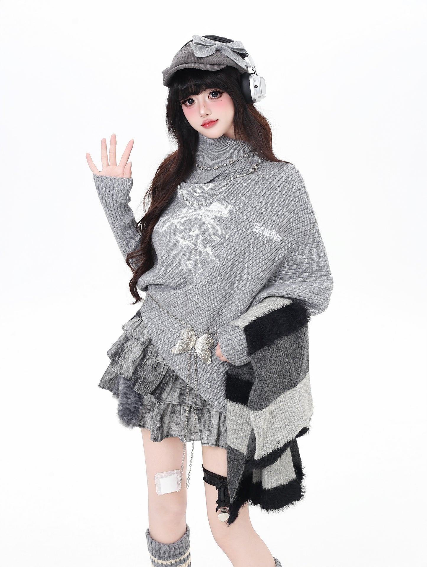 不規則ハイネックニット