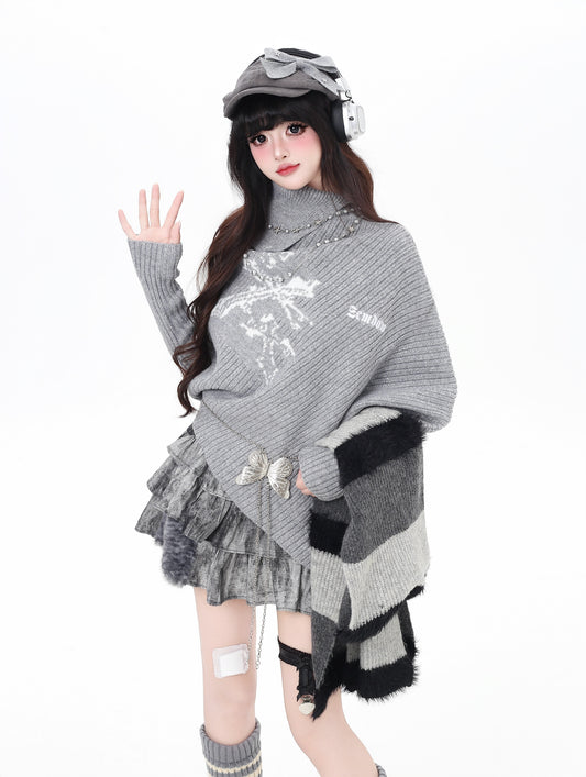 不規則ハイネックニット