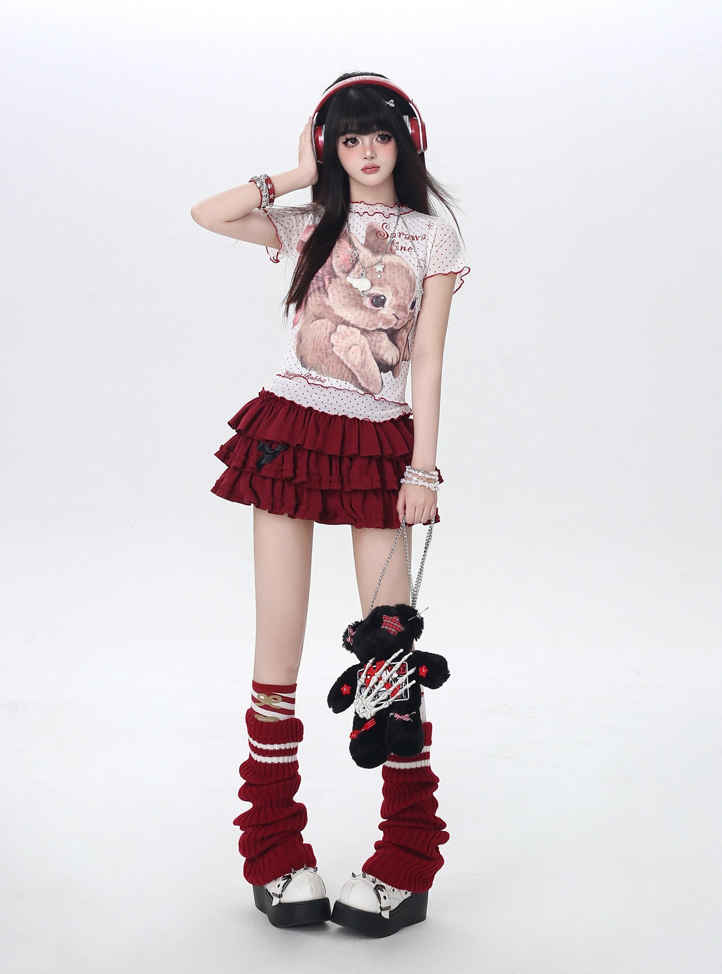 ドットレースうさぎTシャツ