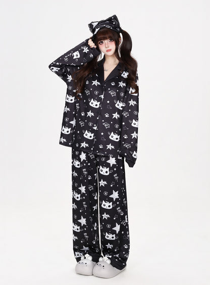 ねこ×スター総柄ルームウェアセットアップ