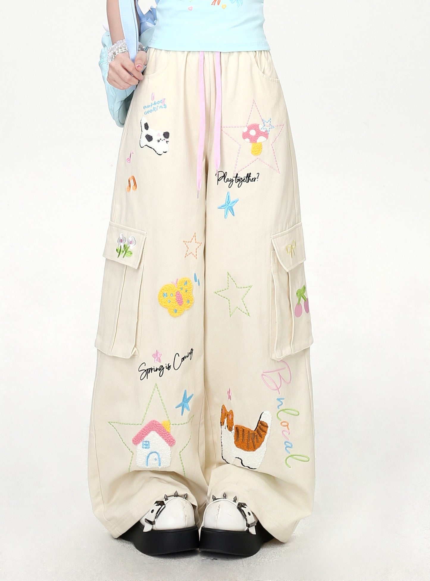 ネコ刺繍スウェットパンツ