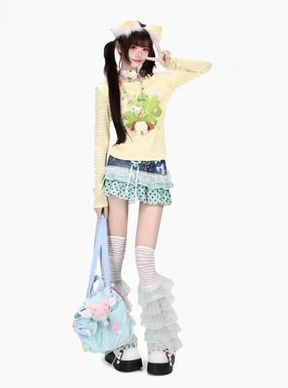 クローバーストライプオフショルロンT