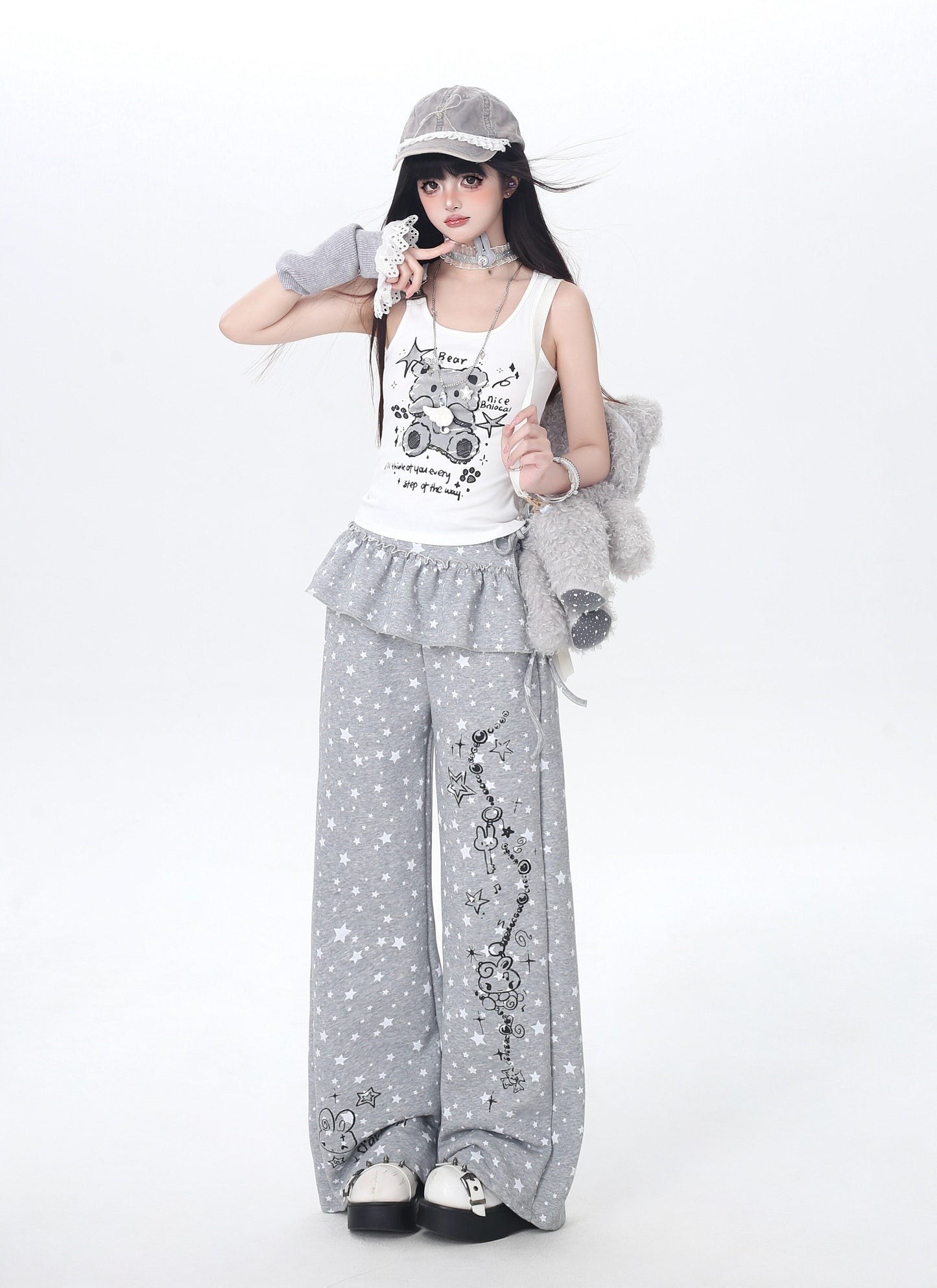 くま柄♡スリムキャミトップス