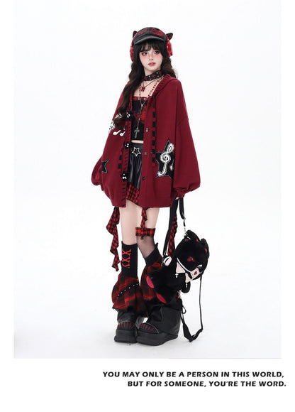 星柄ブラックレッドカーデ