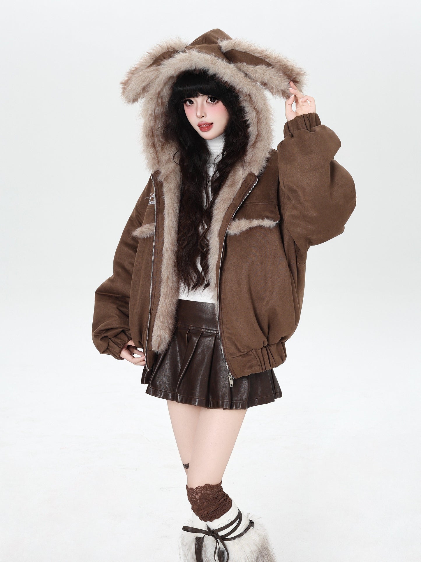 うさ耳 ショート中綿ジャケット