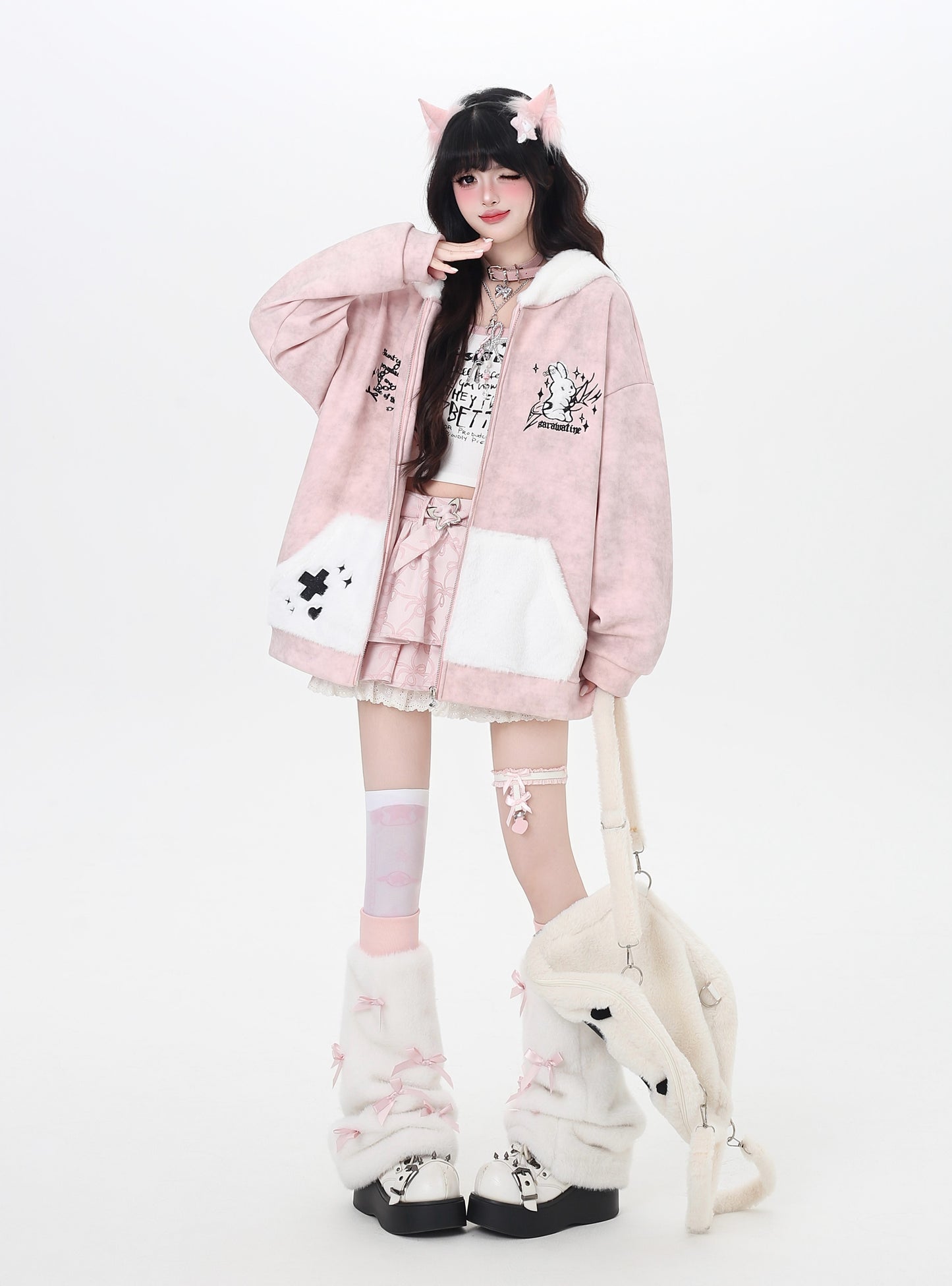 ふわもこうさ耳パーカー