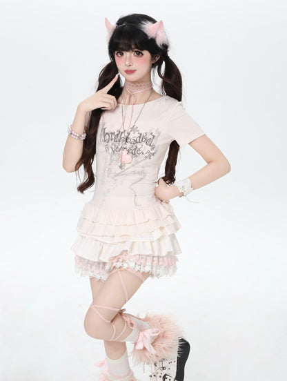 オフショルTシャツ｜アシメ・フリル・細見え