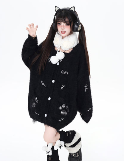 猫の手モチーフ♡ゆる甘ニットカーディガンセット