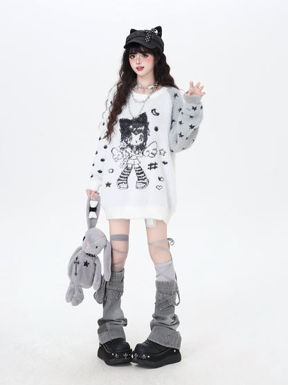 ラグラン×バイカラー♡ふわふわ天使ガーリーニット