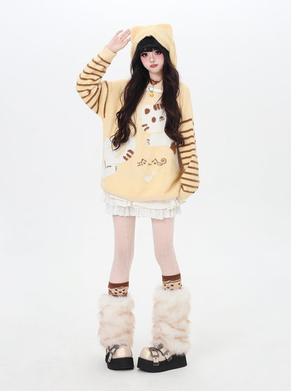 鈴猫ストライプふわもこニット