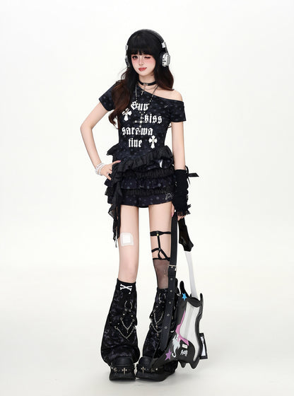 ドットラメオフショルTシャツ