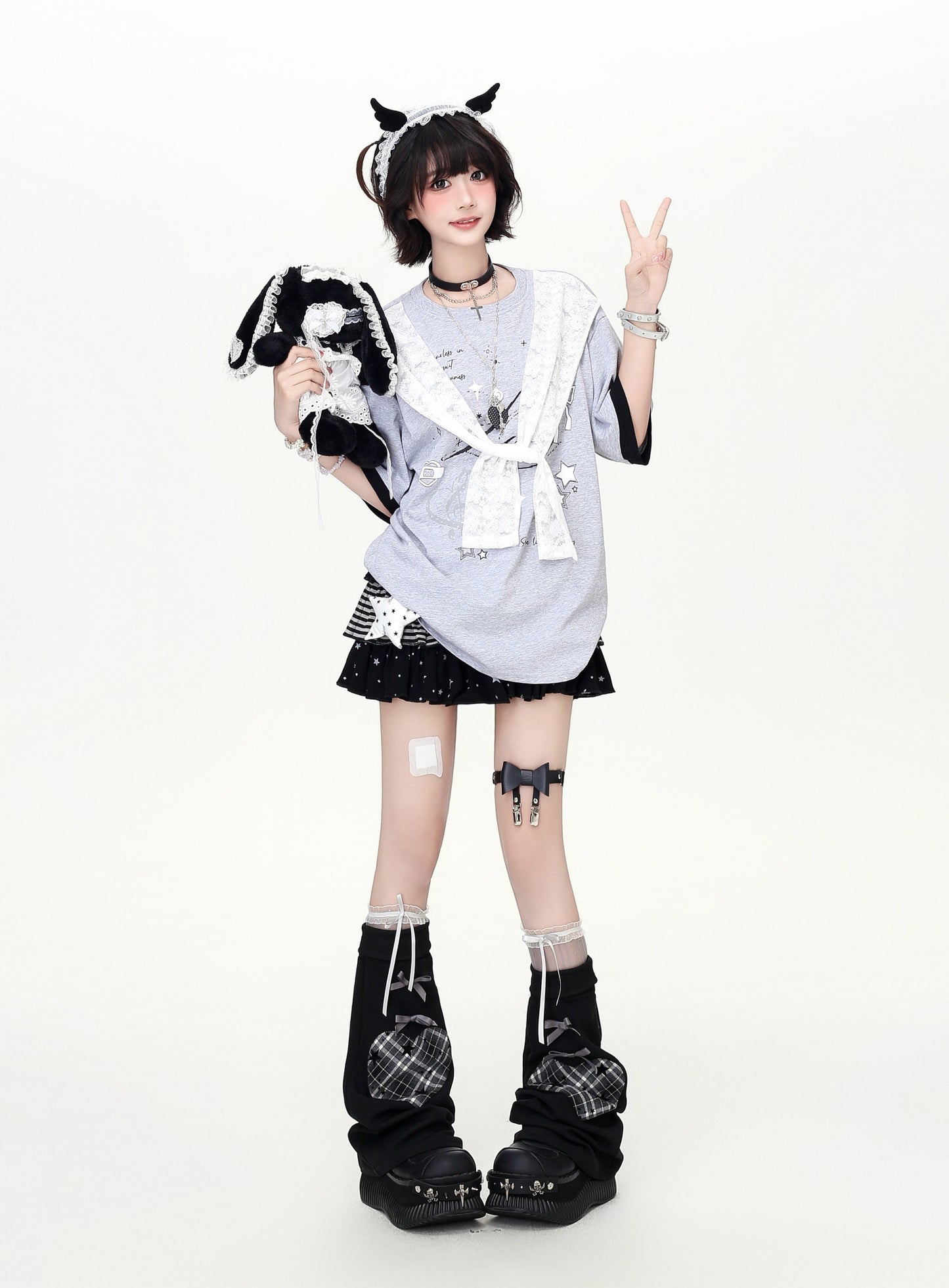 レースレイヤード風♡プリントTシャツ