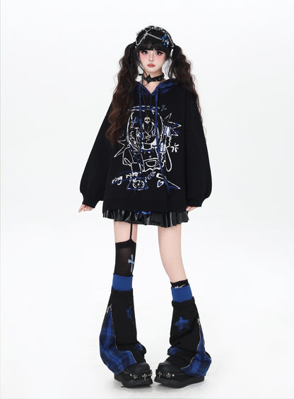 チェック×星☆ゆるレッグウォーマー