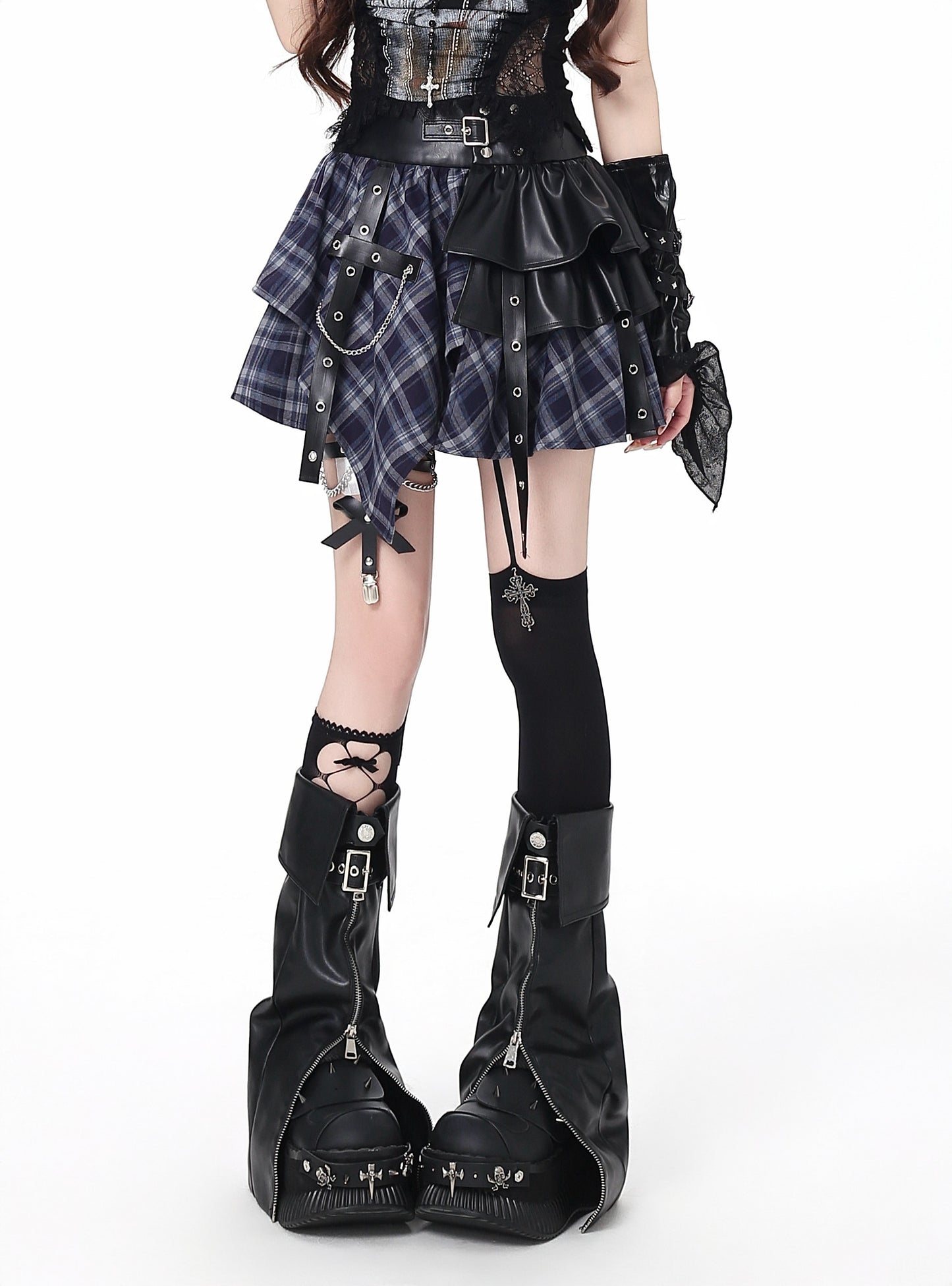 アシメPUミニスカート