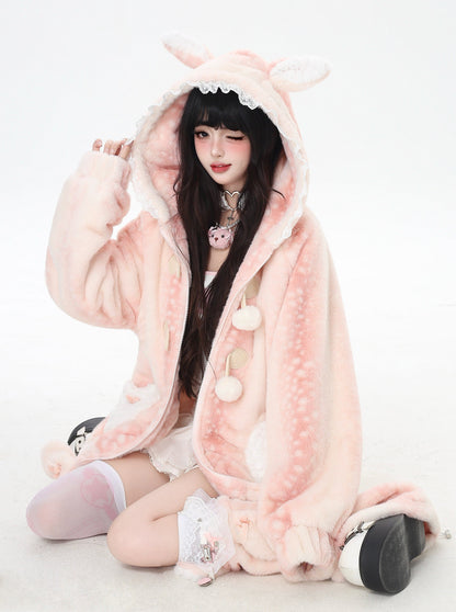 立体バンビモチーフ ボアジャケット｜冬の甘めサブカル