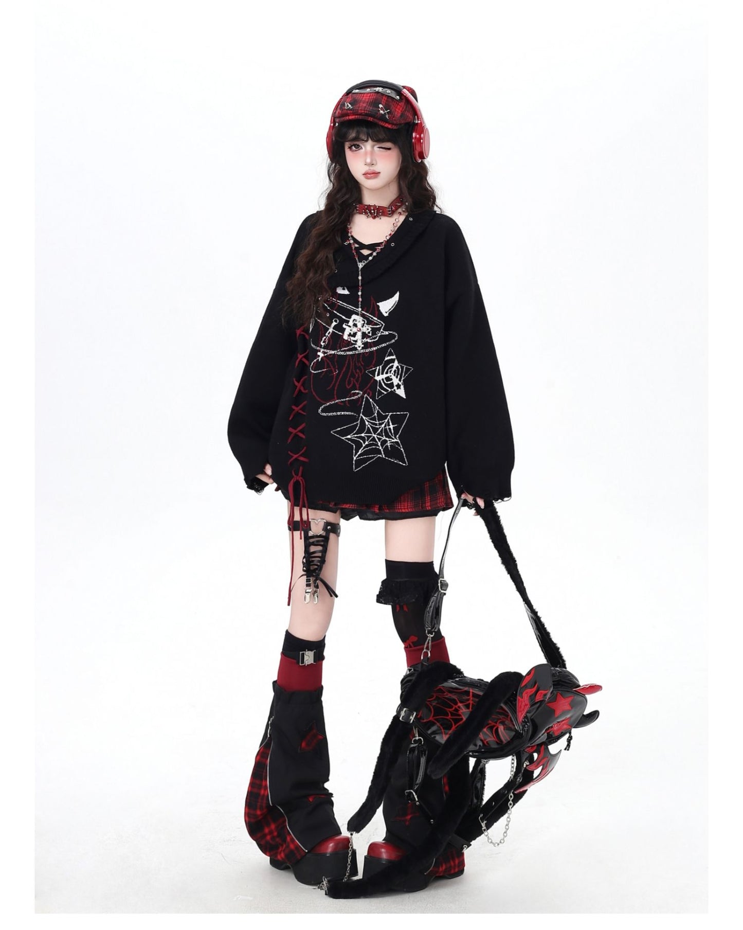 ゴシック×クロスデザイン♪ゆるめニット秋冬