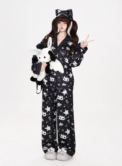 ねこ×スター総柄ルームウェアセットアップ