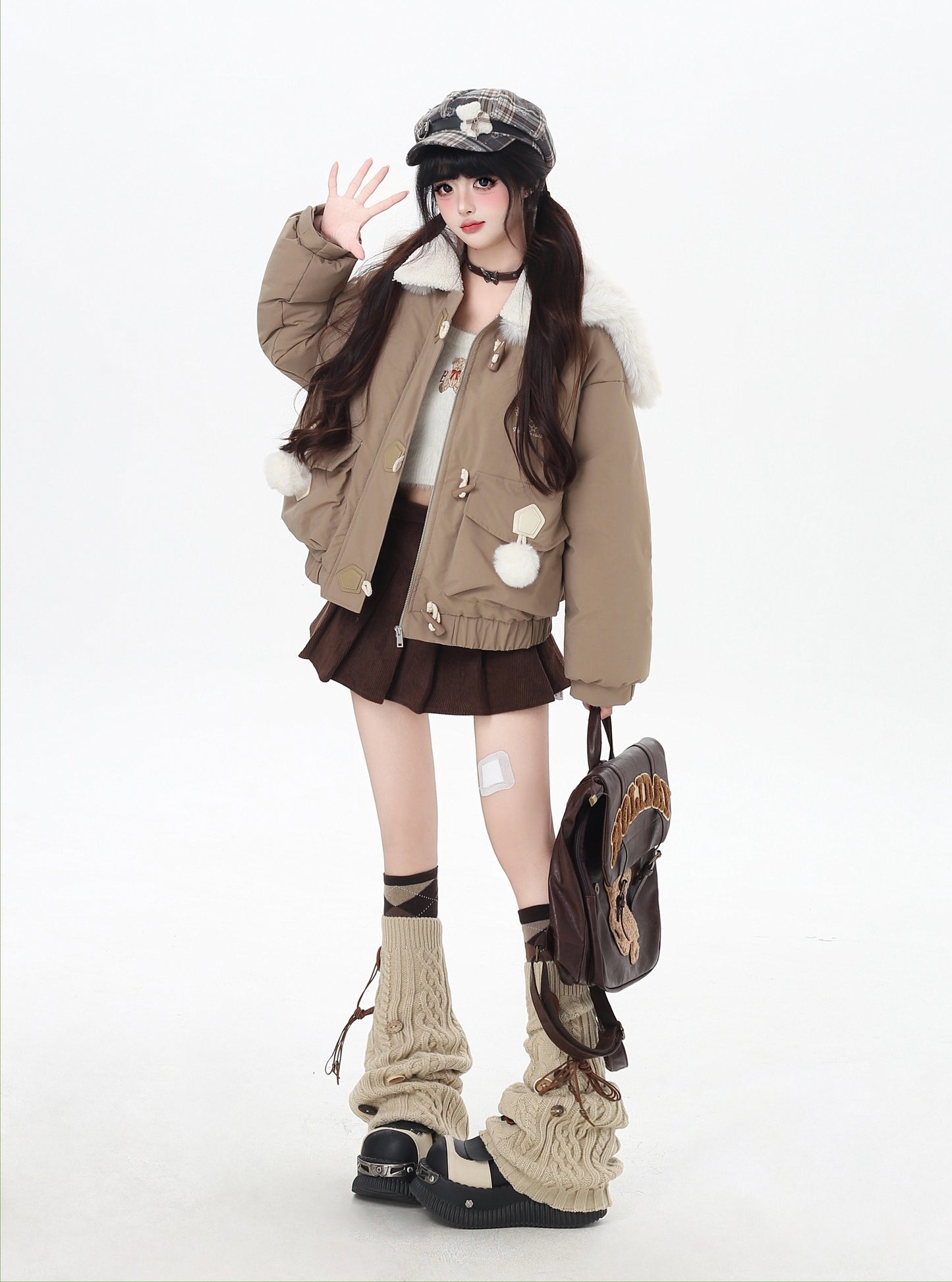 セーラーカラー ファー襟 中綿ブルゾン