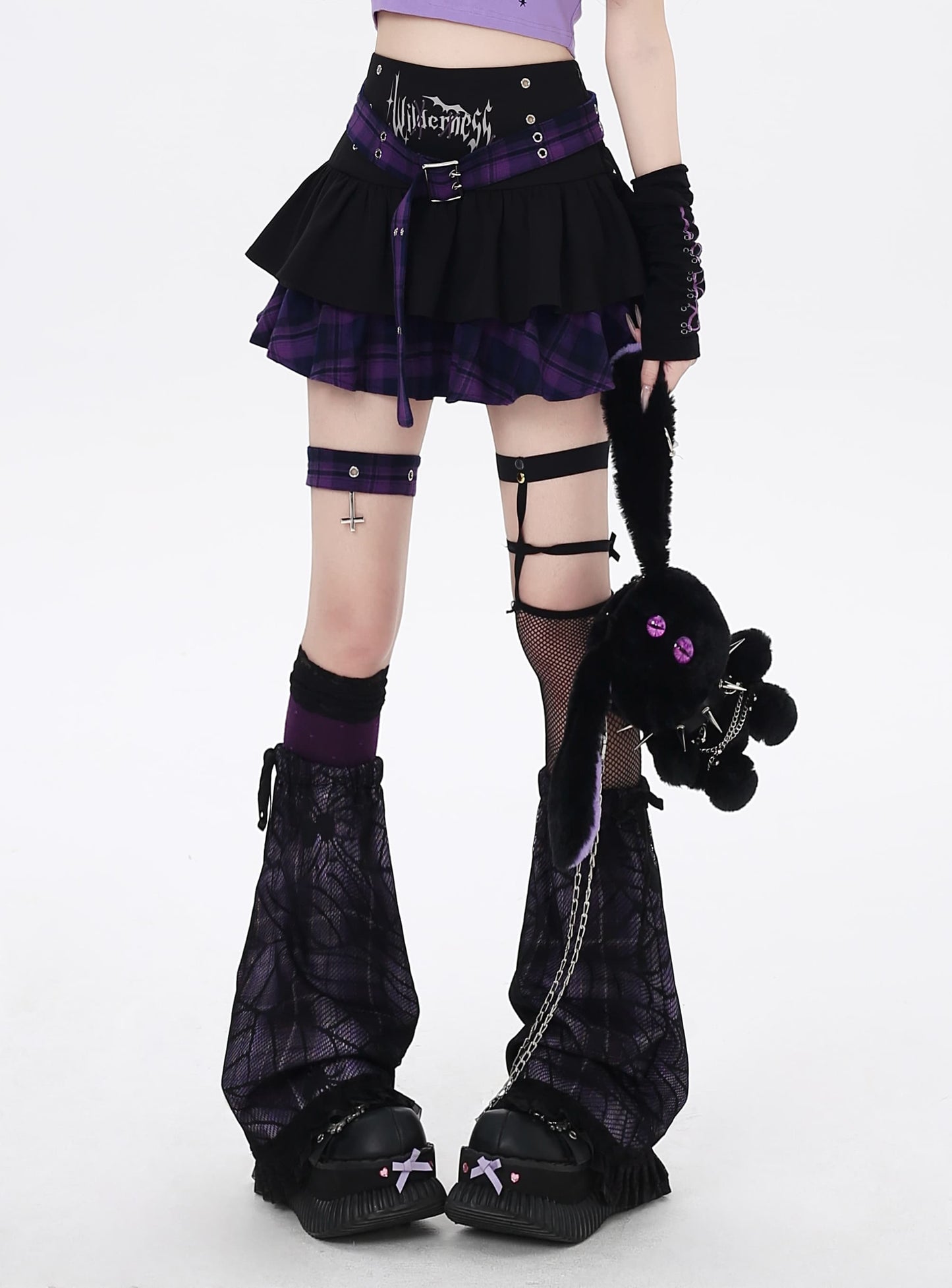 ゴシックアイドル風チェックティアードスカート