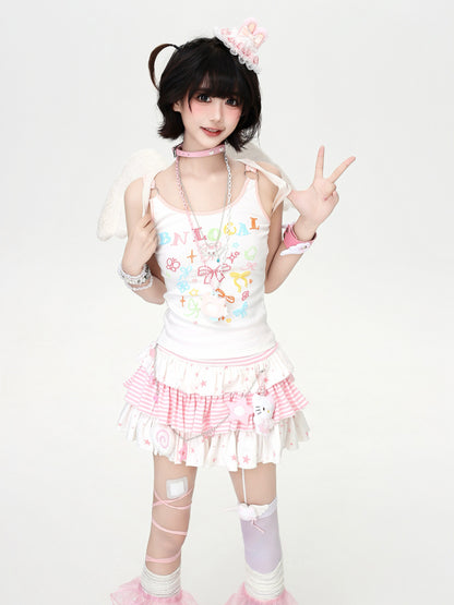 星柄ストライプミニスカート