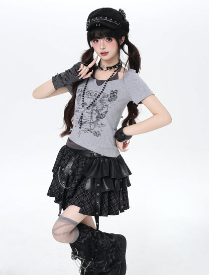 配色切替ホルターネッククロップドT