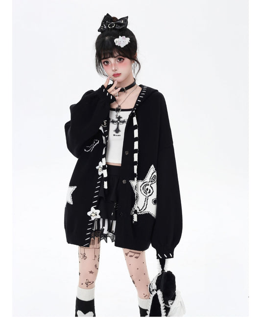 星柄ブラックレッドカーデ