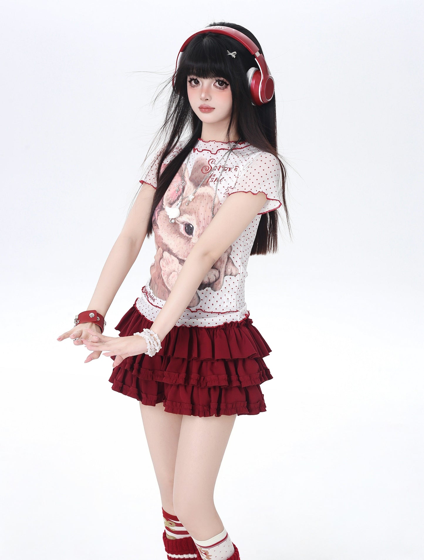 ドットレースうさぎTシャツ