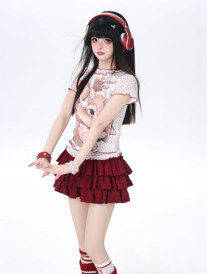 ドットレースうさぎTシャツ