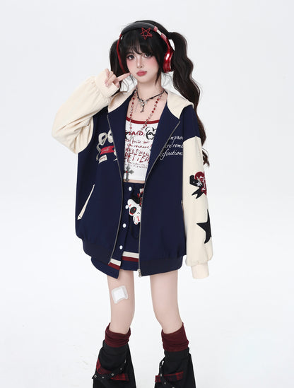 くま刺繍ストリートブルゾン｜ゆる甘カジュアルアウター