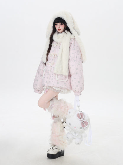 マカロンカラー フード付きルーズ中綿ジャケット｜冬の甘めサブカル