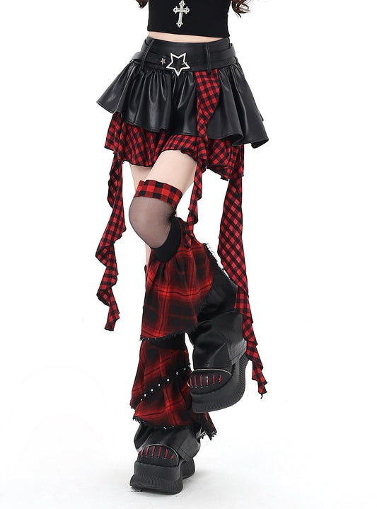 闇フリンジレザー　アシメスカート