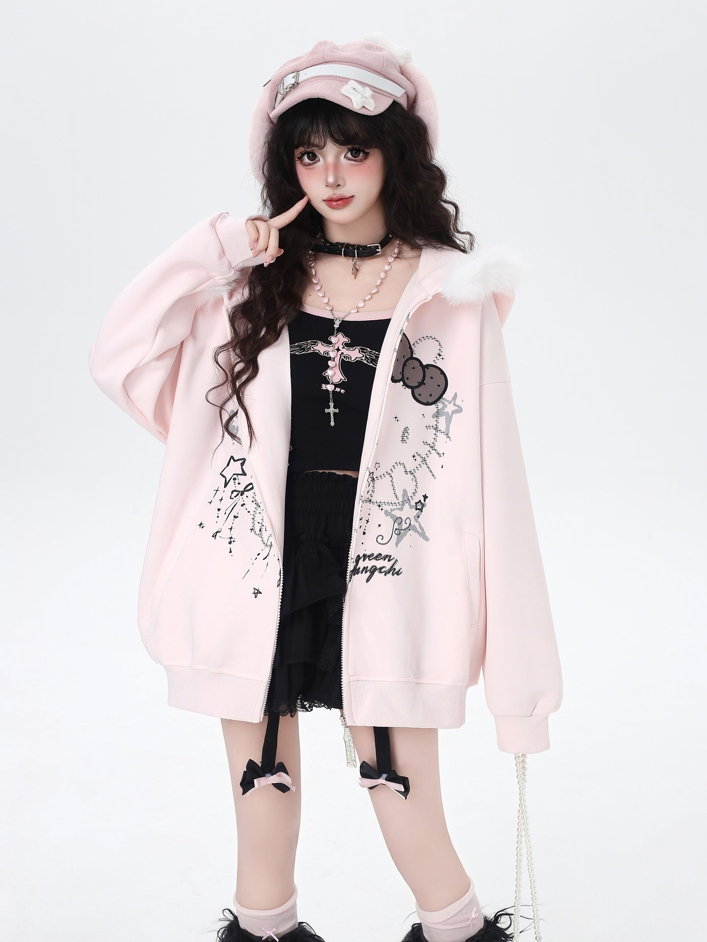 猫モチーフ×甘辛フードコート♡秋冬カジュアル