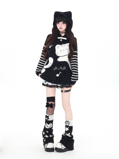 鈴猫ストライプふわもこニット