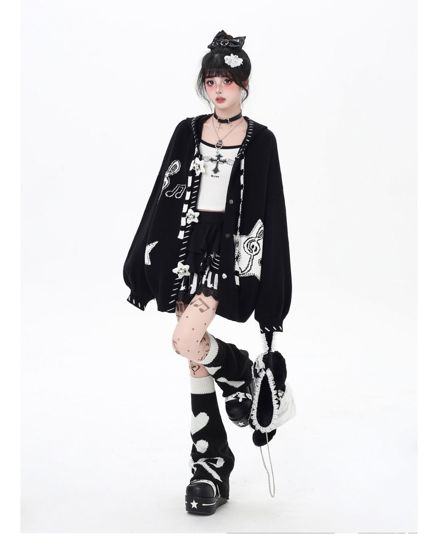 星柄ブラックレッドカーデ