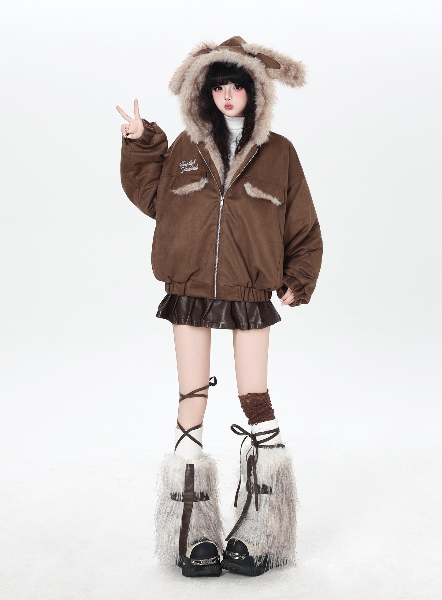 うさ耳 ショート中綿ジャケット