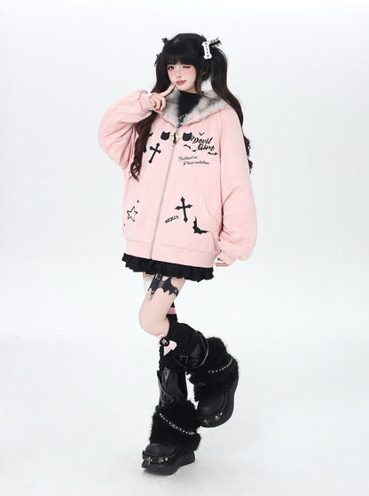 悪魔バニー×ふわもこムートン中綿コート